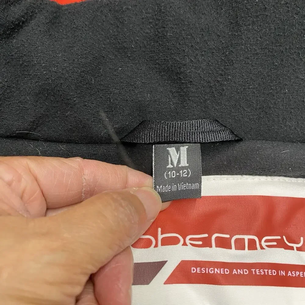 Obermeyer Ski Jacket Boys M 10-12 Red Black RECCO Snowboard Winter Hooded Bright